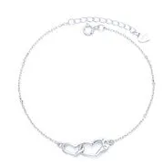 14K White Gold Interlocking Heart Bracelet