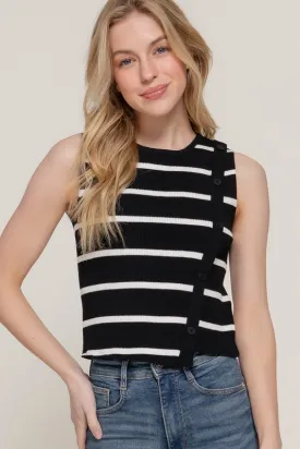 Before You Go Diagonal Black Sweater Top
