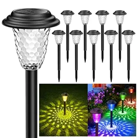 KOOPER 10 Pack Solar Pathway Lights Outdoor, Color Changing Warm White Solar Garden Lights Outdoor Waterproof, Bright Solar Path Lights, Outdoor Solar Lights for Outside Garden Christmas Decoration