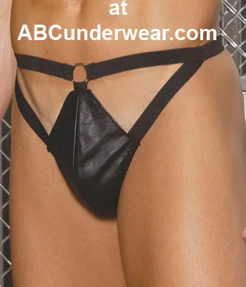 Stylish Men's Leather Thong featuring Exquisite Cutout Design